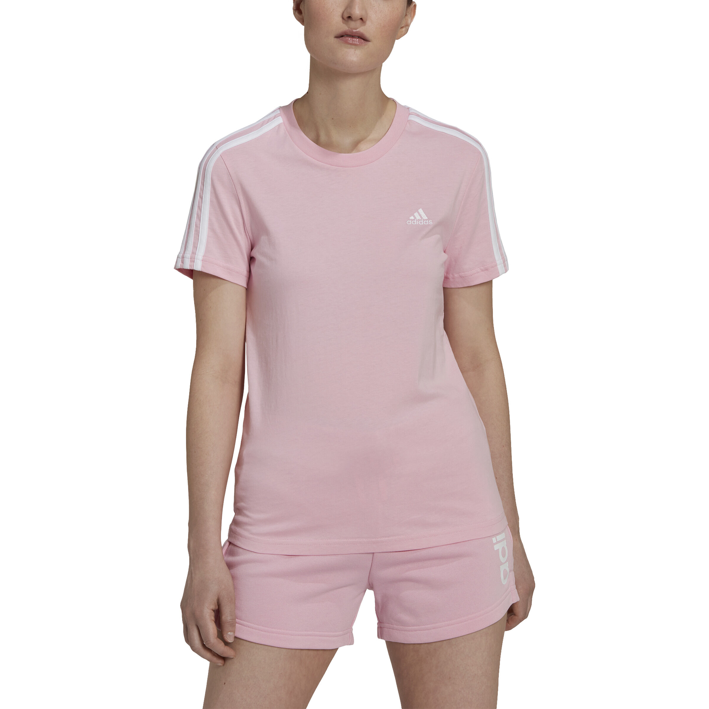 3 Stripes T-Shirt Damen - Rosa