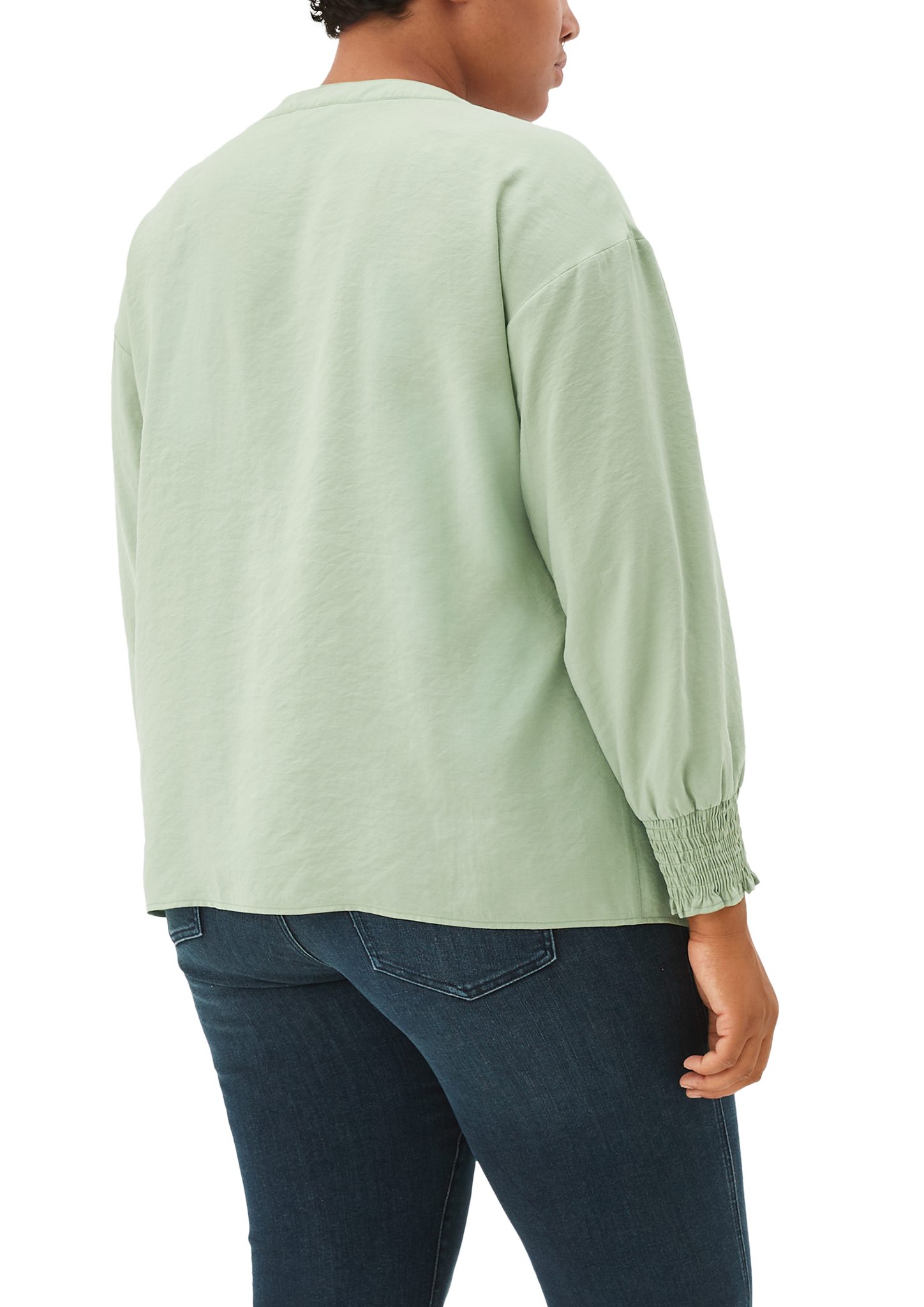 TRIANGLE Langarmbluse Bluse in Crinkle-Optik