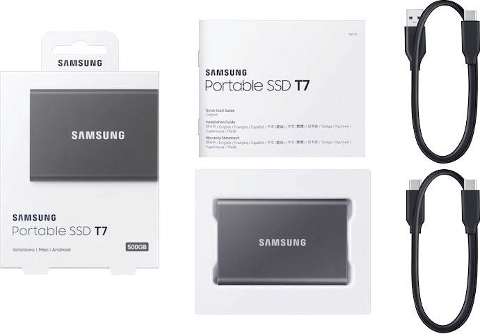 Samsung Portable SSD T7 externe SSD (1 TB) 1050 MB/S Lesegeschwindigkeit, 1000 MB/S Schreibgeschwindigkeit