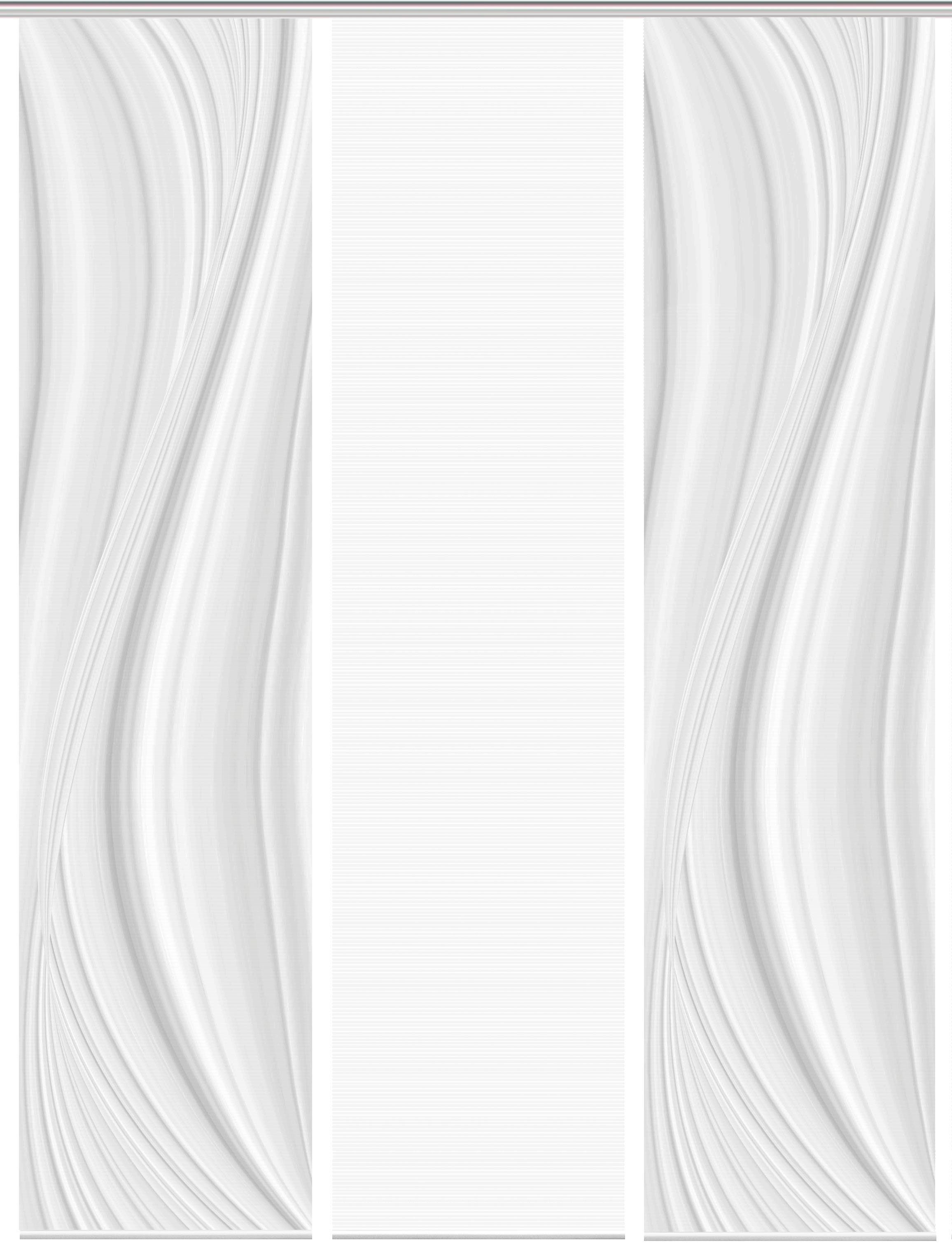 Schiebegardine LAURINA 3er SET, Vision S, Paneelwagen (3 St), halbtransparent, Schiebevorhang Digidruck 3er Set LAURINA
