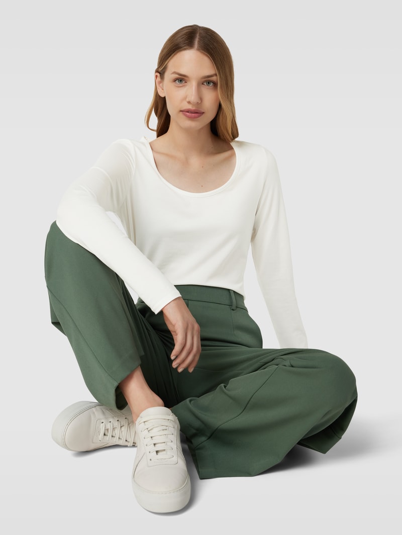 Longsleeve mit U-Ausschnitt Modell 'Basic' in weiß