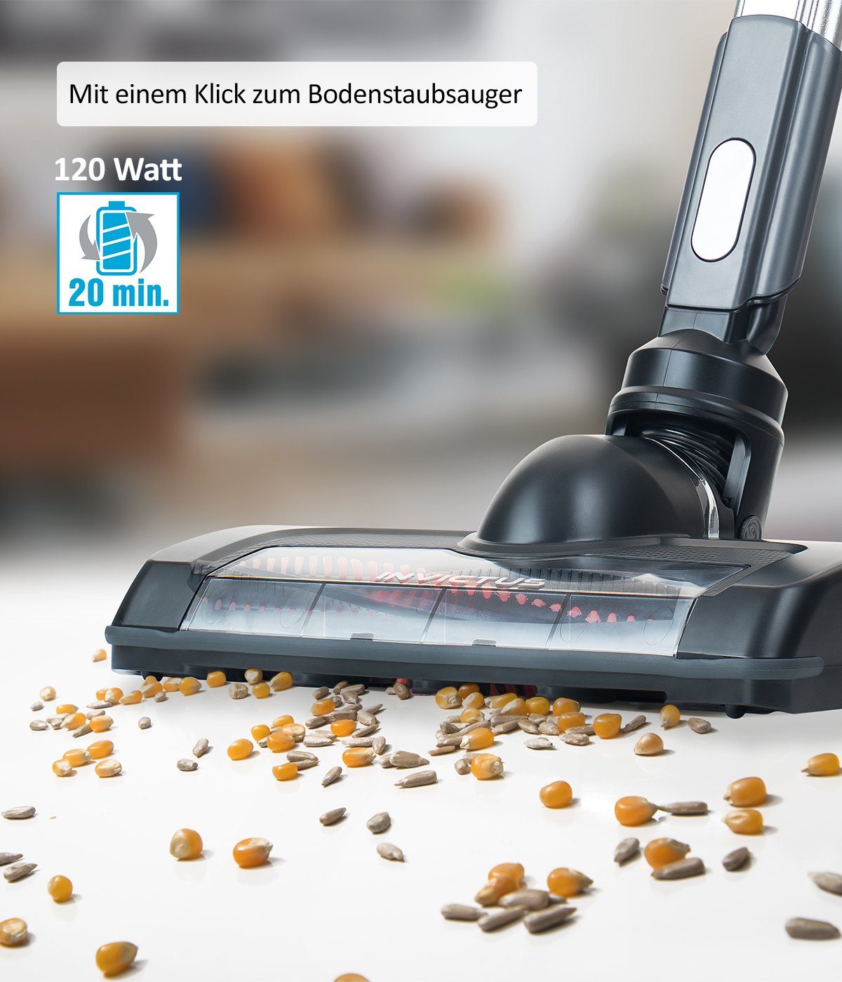 Genius Akku-Handstaubsauger INVICTUS ONE 3.0e Deluxe-Set 22-tlg. Bodenstaubsauger Kabellos, 120,00 W, beutellos HEPA Filter für Auto Zuhause, 15000 Pa LED Licht Ladestation Soft Textilbürste für Teppich Tierhaar