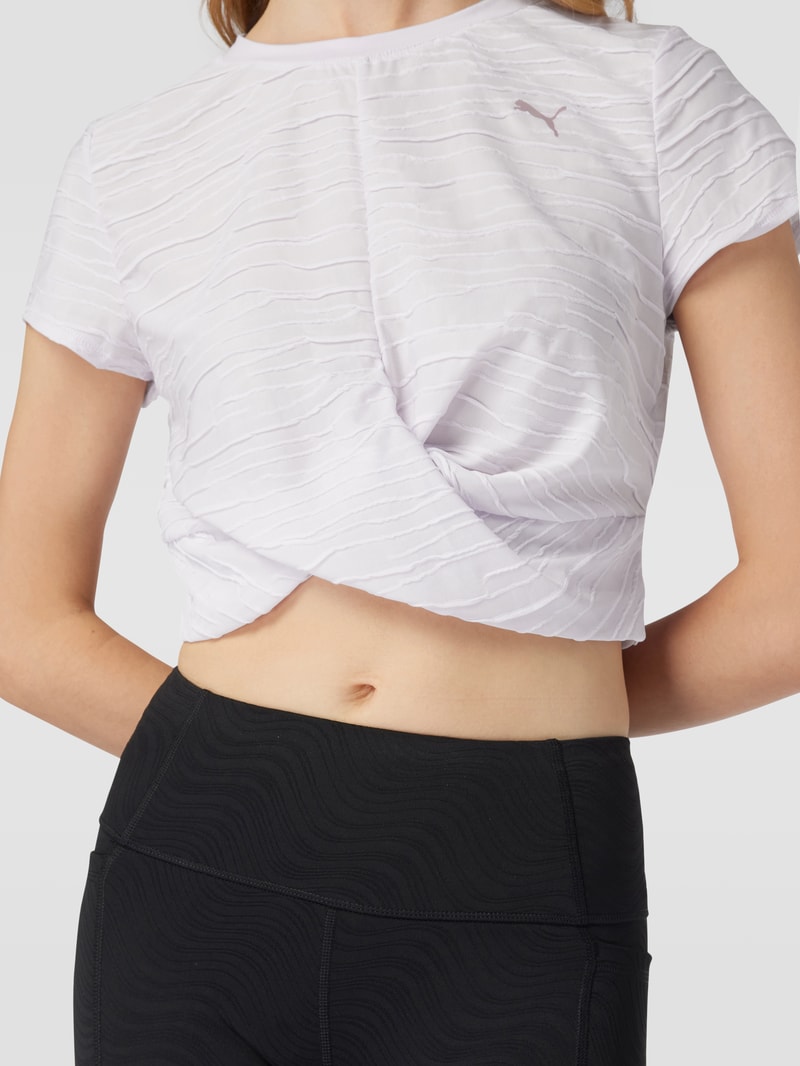Cropped T-Shirt mit Strukturmuster in flieder