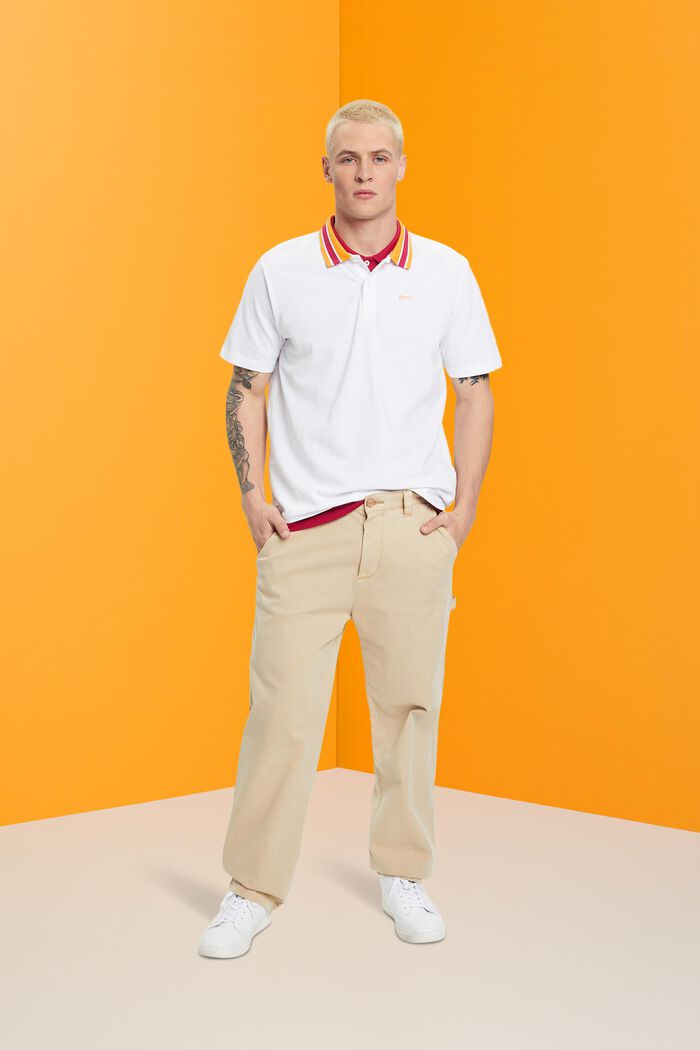Poloshirt aus Baumwoll-Piqué mit Streifenkragen