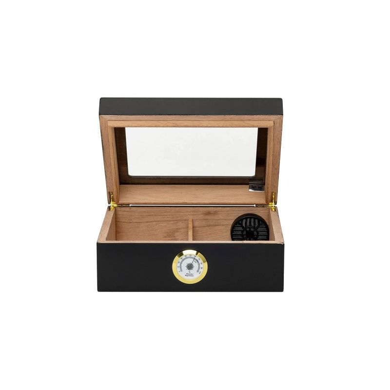 Quality Importers Zigarren-Humidor, Ausführung Capri Black OAK Glasstop 25-50