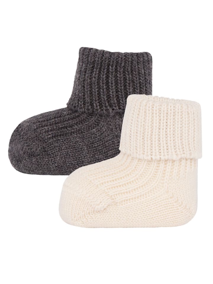 ewers 2er-Set Socken Wolle mit Umschlag in latte-anthrazit günstig kaufen