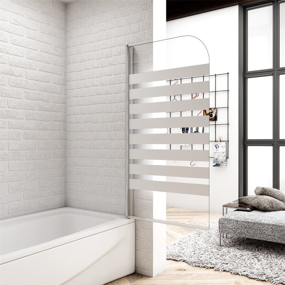 duschspa Badewannenaufsatz Badewannenaufsatz NANO Glas mit Querstreifen Drehwand Duschtrennwand, Einscheibensicherheitsglas, (Set), Breite 80cm, Höhe 140cm, Glas