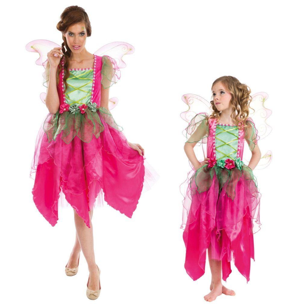 CHAKS Feen-Kostüm Blumenfee Kostüm für Kinder, Feen-Kleid und Flügel