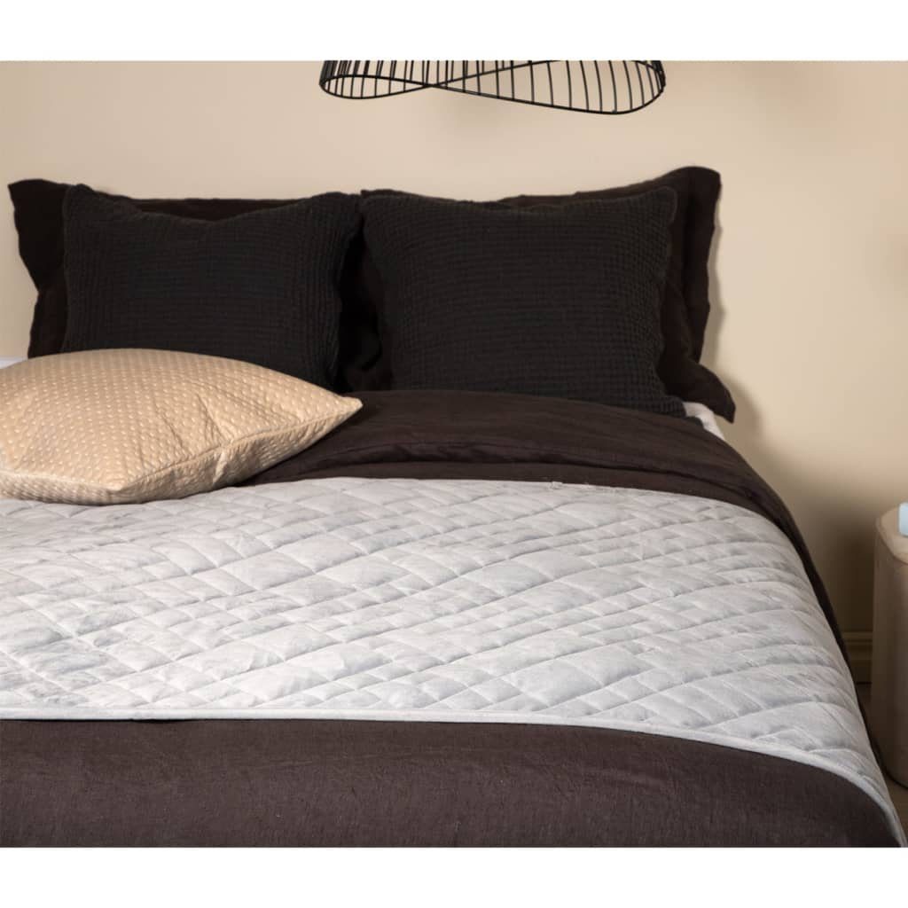 Baumwollbettdecke, Tagesdecke Jilly 80x260 cm Polyester Hellgrau, Venture Home, Bezug: Polyester