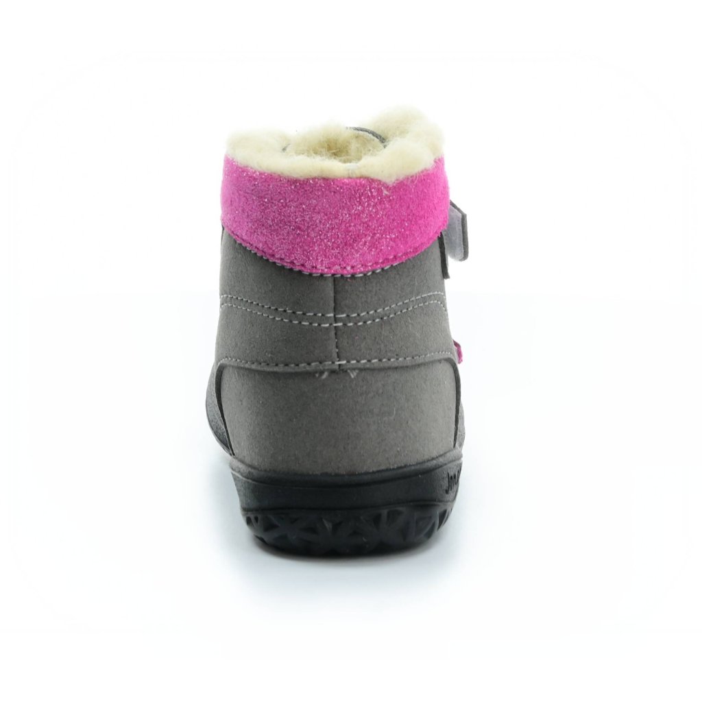 Jonap Falco Winter SLIM Grau-Rosa mit Wolle gefütterte Barfuß-Stiefeletten