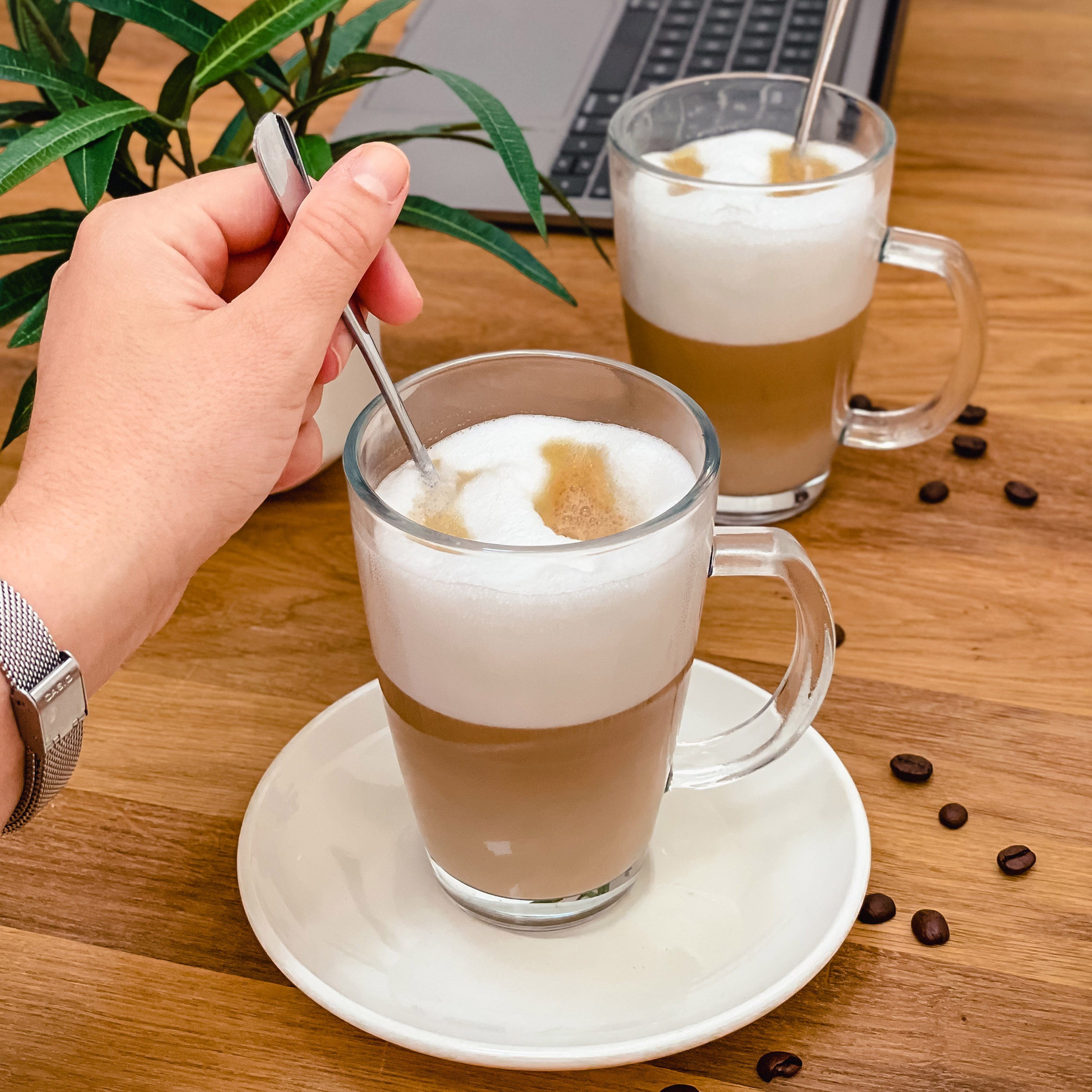Praknu Latte-Macchiato-Löffel 12 stück Longdrinklöffel aus Edelstahl (12 Stück), Edelstahl Rostfrei - Spülmaschinenfest - Für Tiefe Gläser