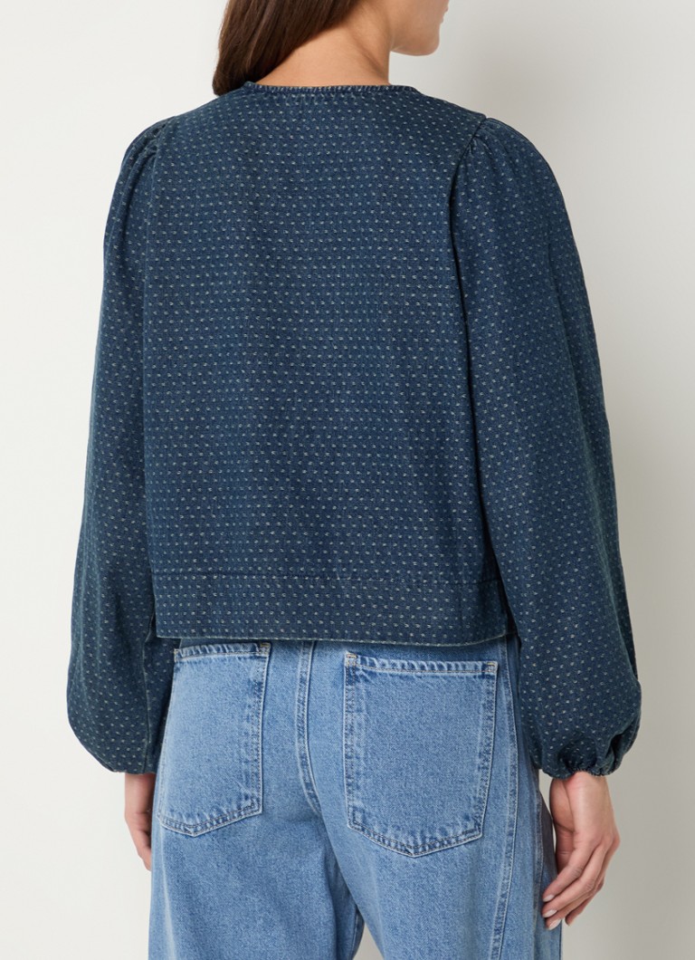 Bluză Silvi Neo Noir din denim cu fundă
