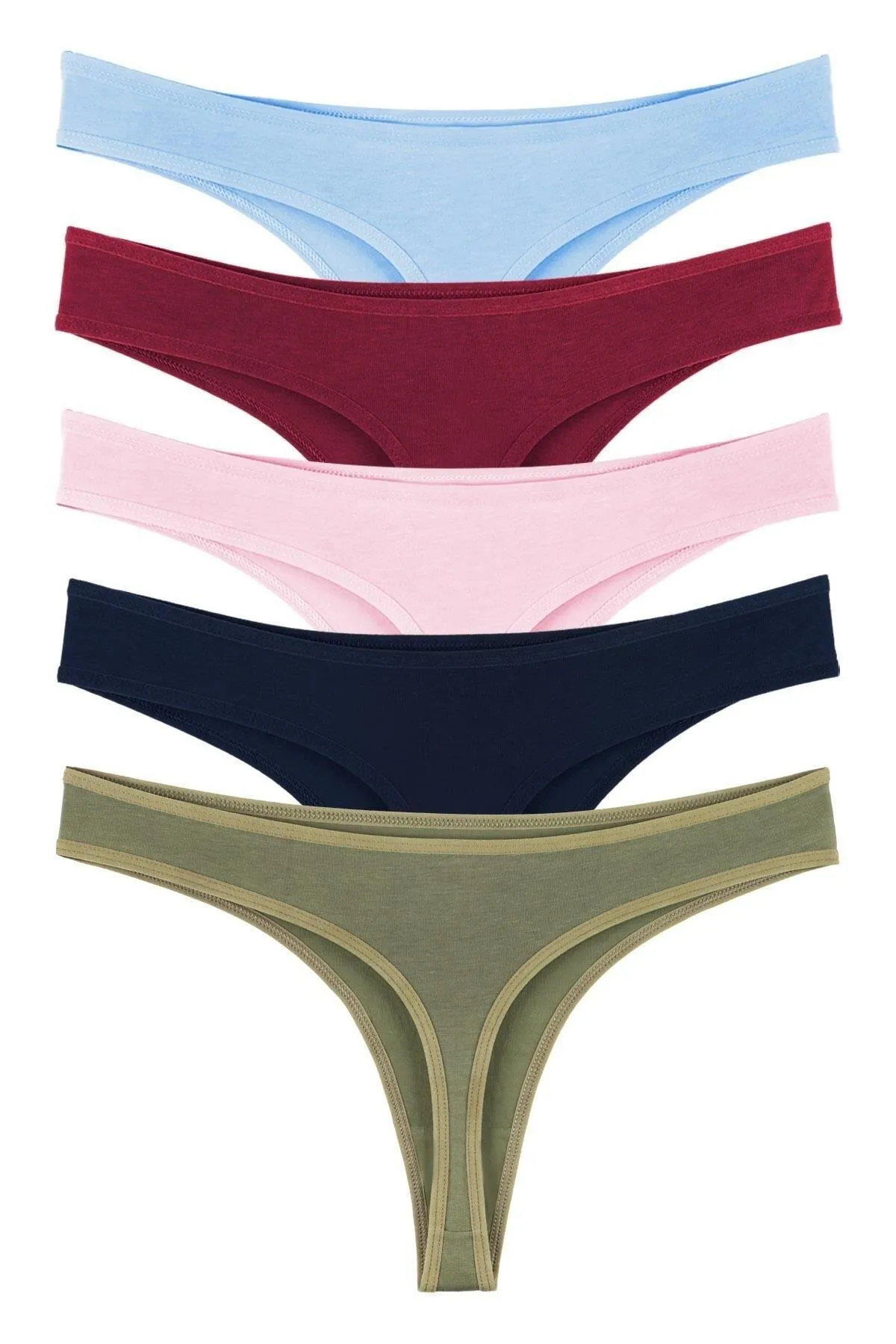 Sensu  Damen-Tanga aus Baumwolle in verschiedenen Farben, 5-teiliges Höschenset – Kts3047