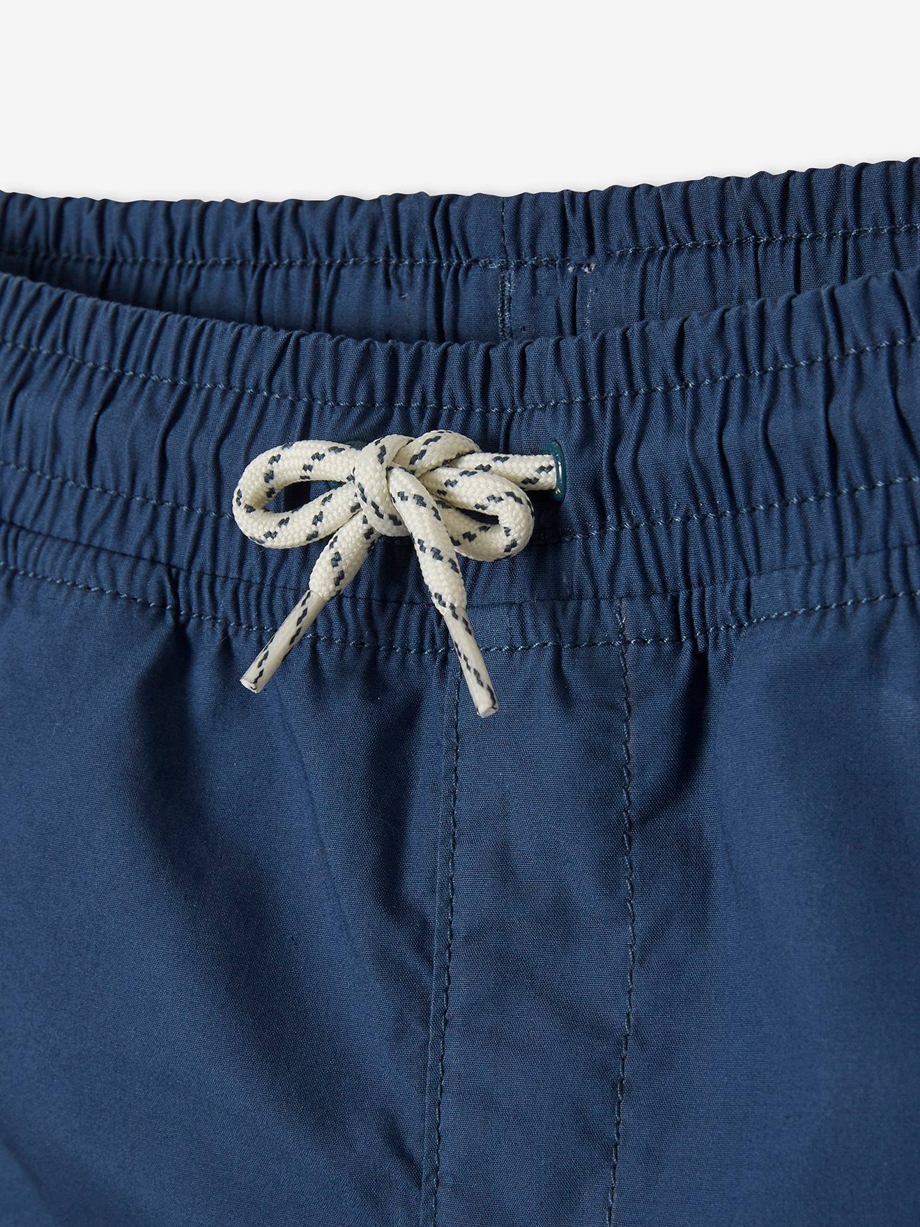 Bermuda battle facile à enfiler garçon en popeline craquante bleu jean