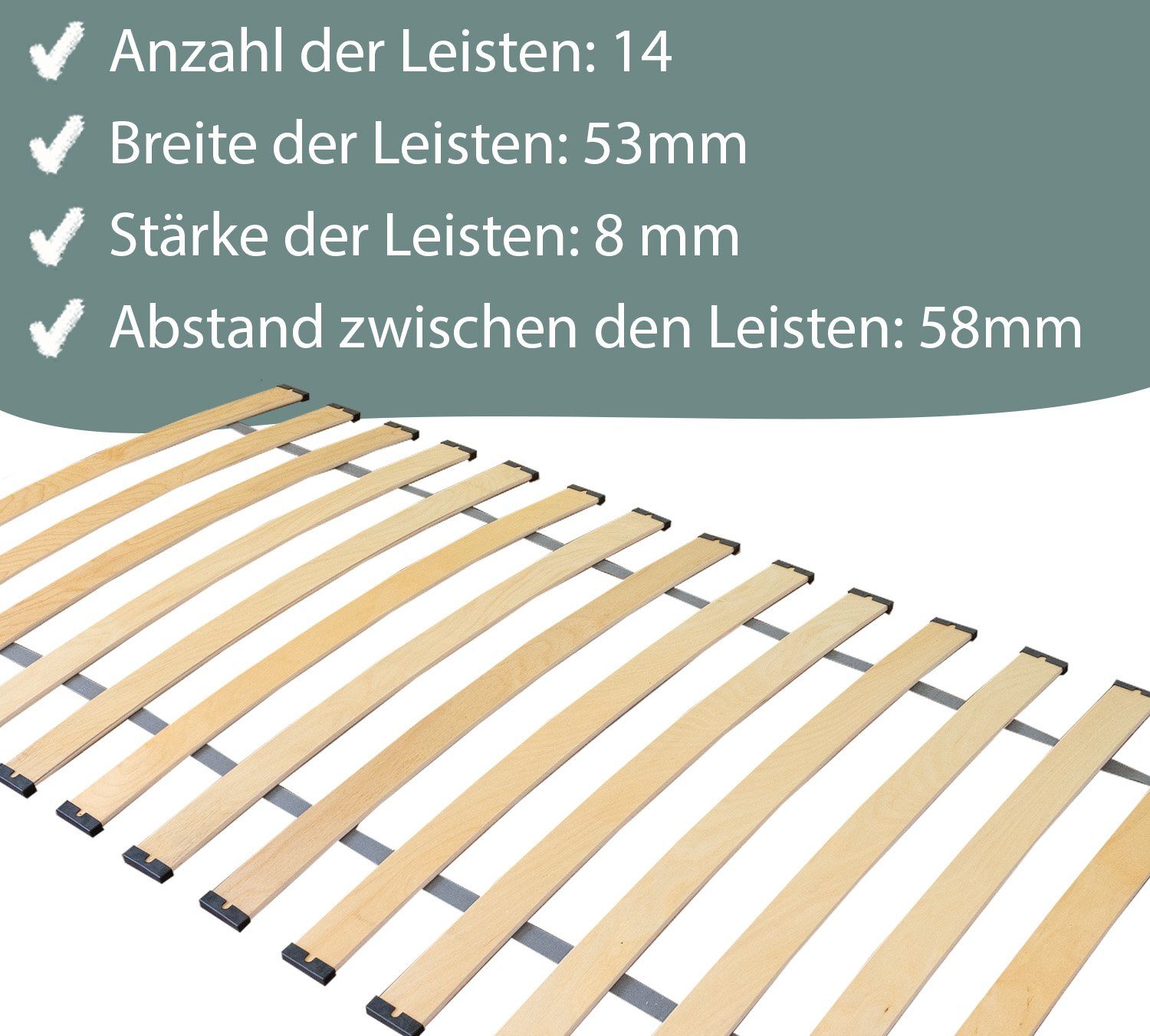 Rollrost Comfort Plus I GRATIS Lieferung, Alcube, Kopfteil nicht verstellbar, Fußteil nicht verstellbar, Rolllattenrost 80x160 cm, Lattenrost Holzlatten