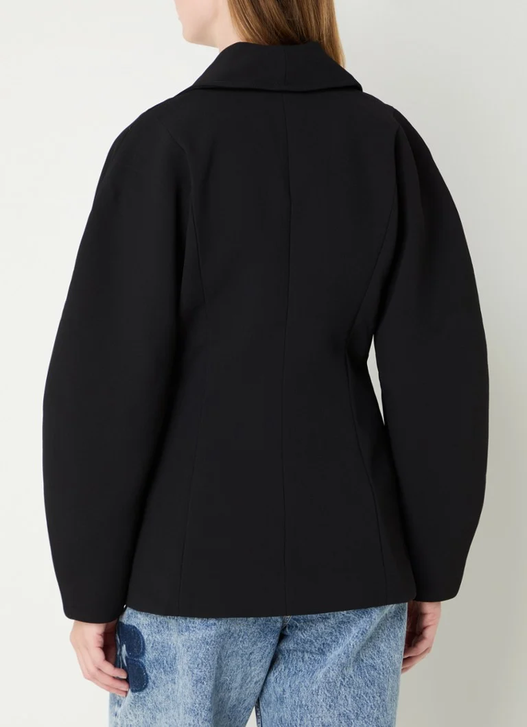 Ganni Crepe Curve jacket with collar and side pockets