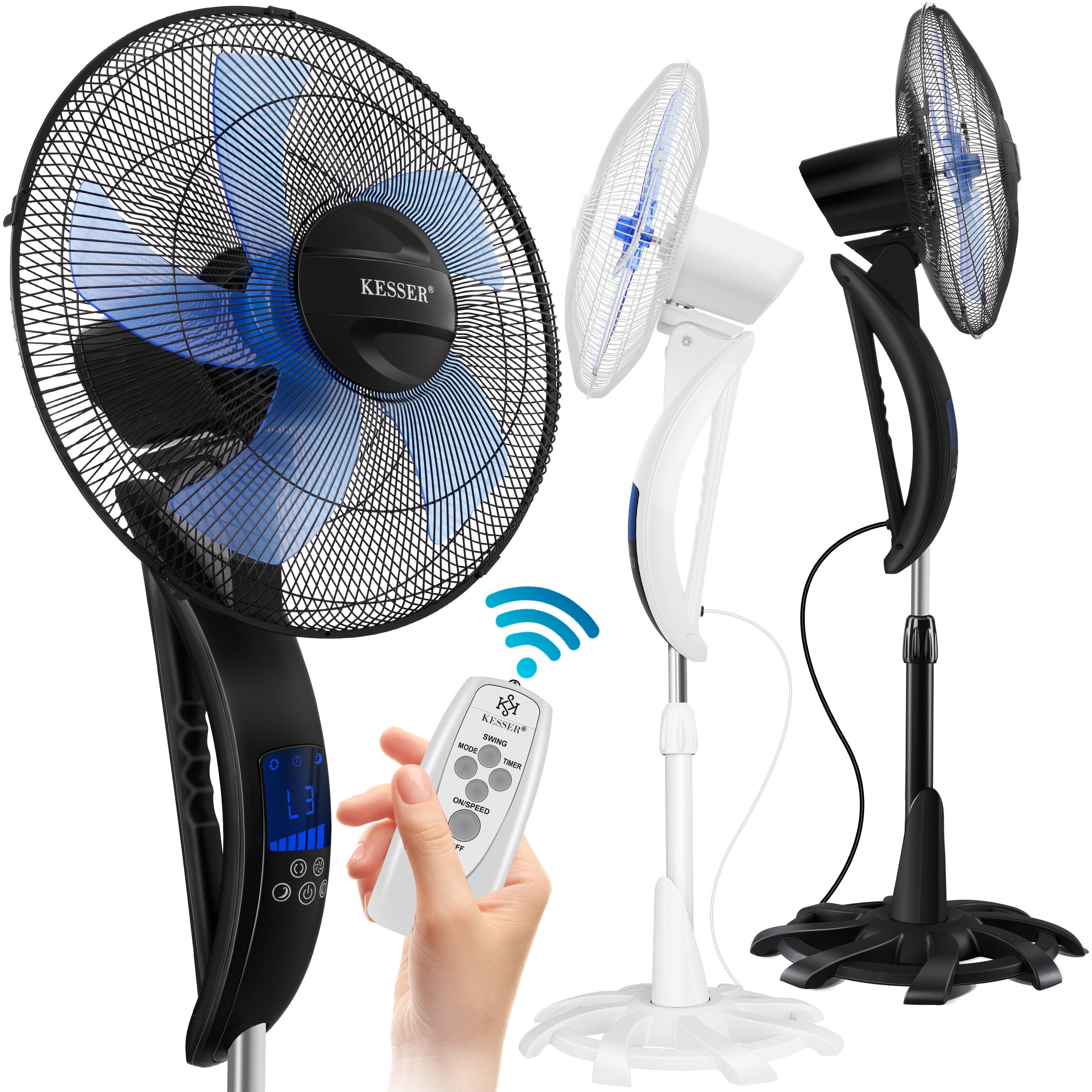KESSER Standventilator, Standventilator mit Fernbedienung Timer Standlüfter
