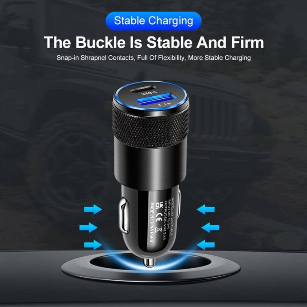 Gravizone Auto Ladegerät USB Typ C Ladeadapter KFZ Zigarettenanzünder KFZ-Adapter Usb zu Usb