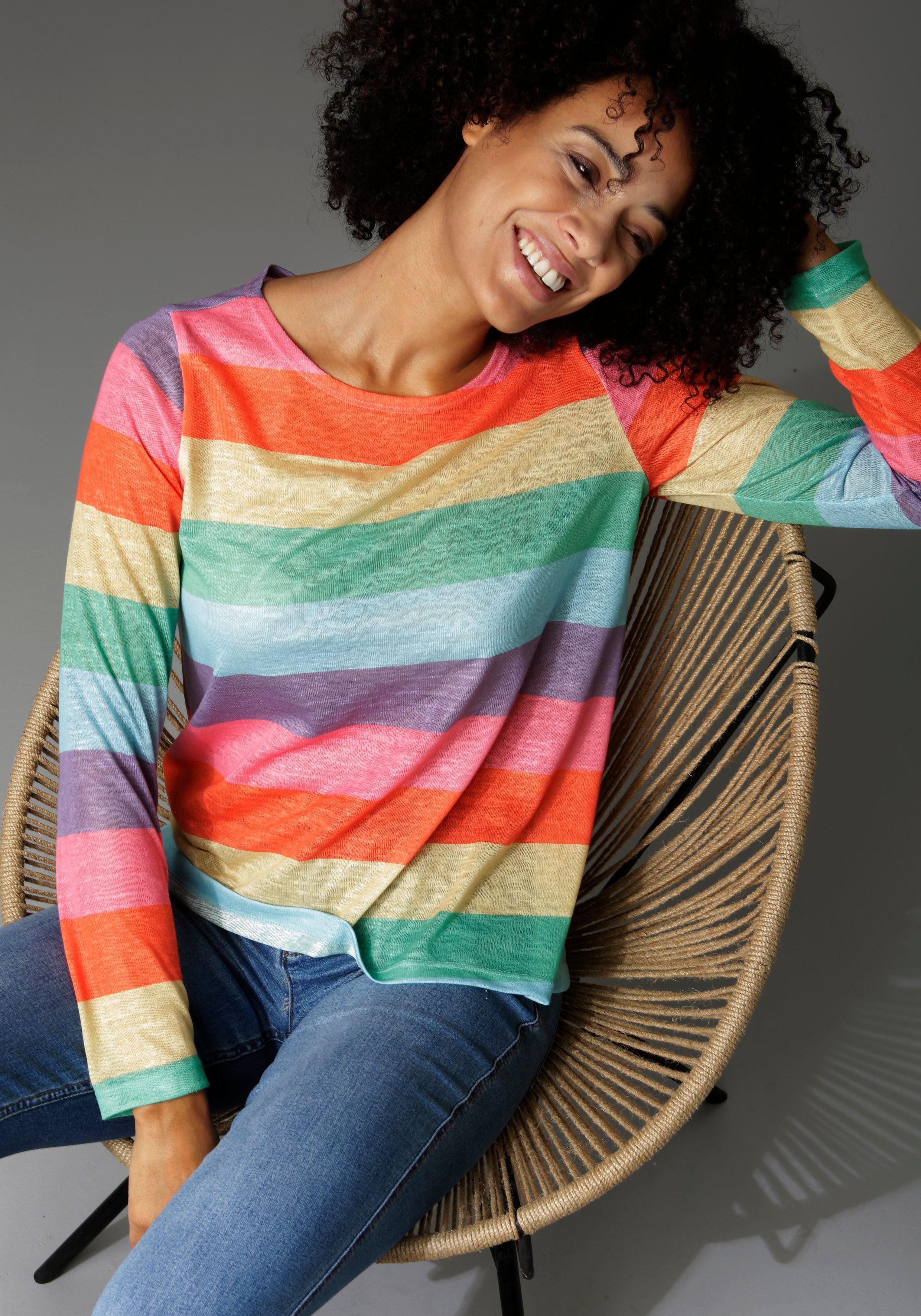 Aniston CASUAL Langarmshirt mit farbstarken Streifen