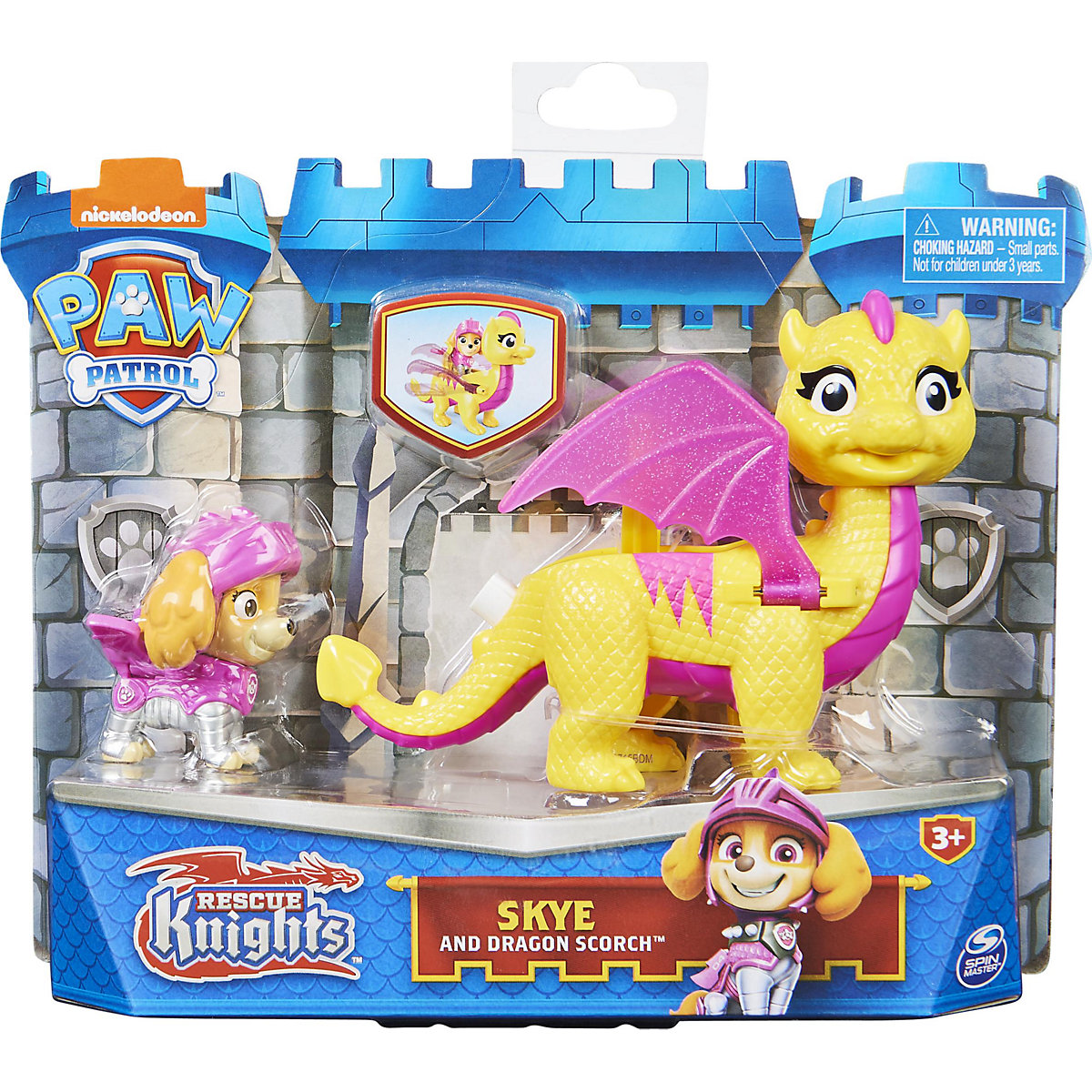 Paw Patrol, Rescue Knights Skye und Dragon Scorch Actionfiguren-Set, Spielzeug geeignet für Kinder ab 3 Jahren