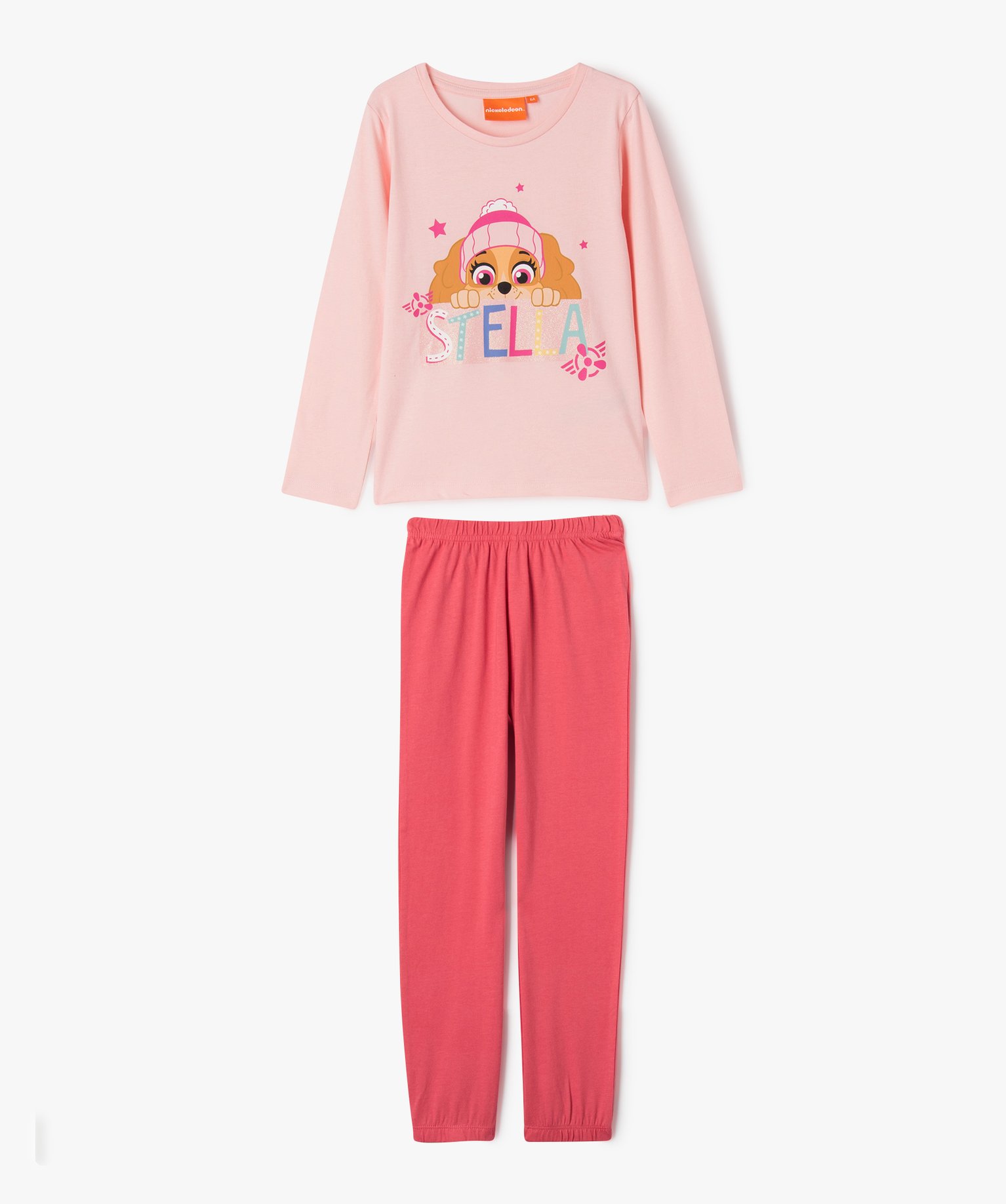 Pyjama à manches longues avec motif pailleté fille - Pat P... rose | GEMO