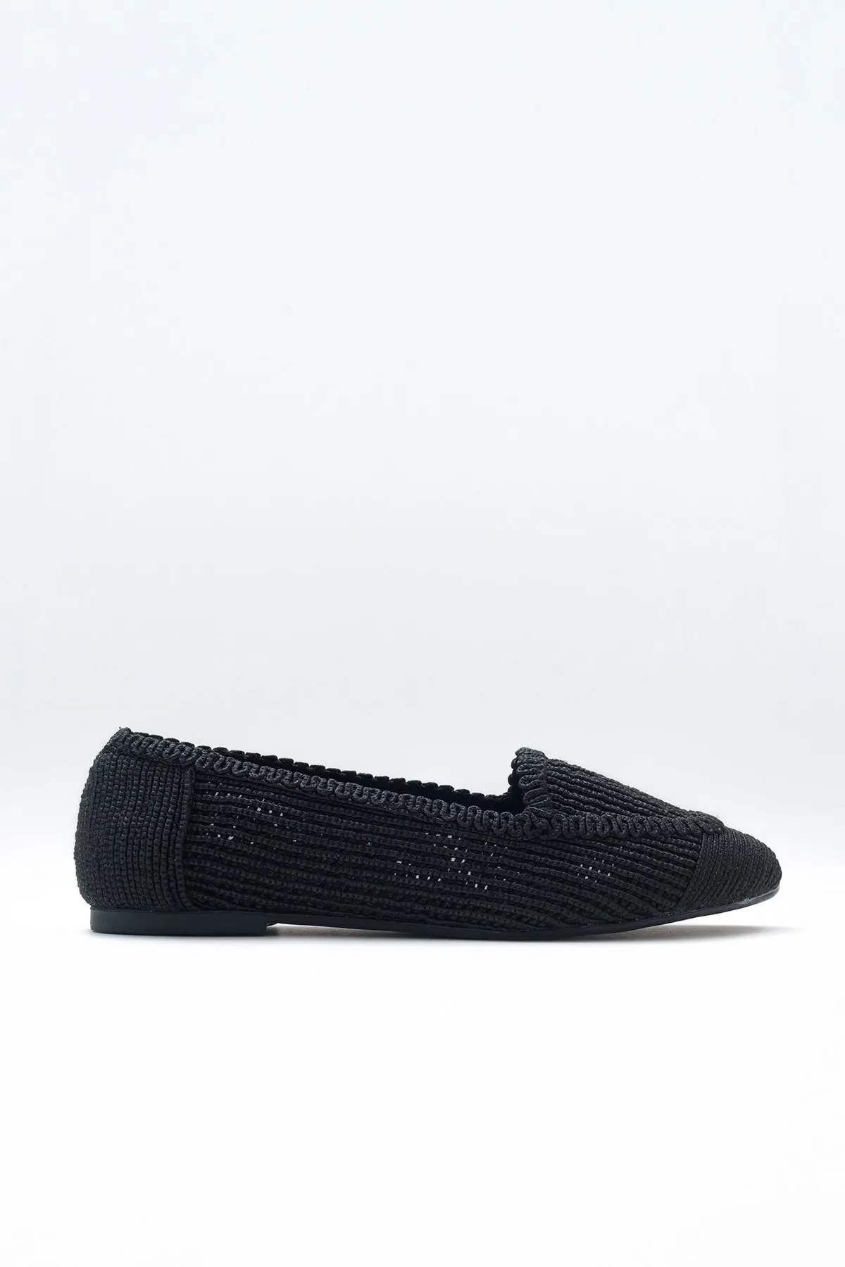 LuviShoes  Schwarze gestrickte Ballerina-Schuhe für Damen 101