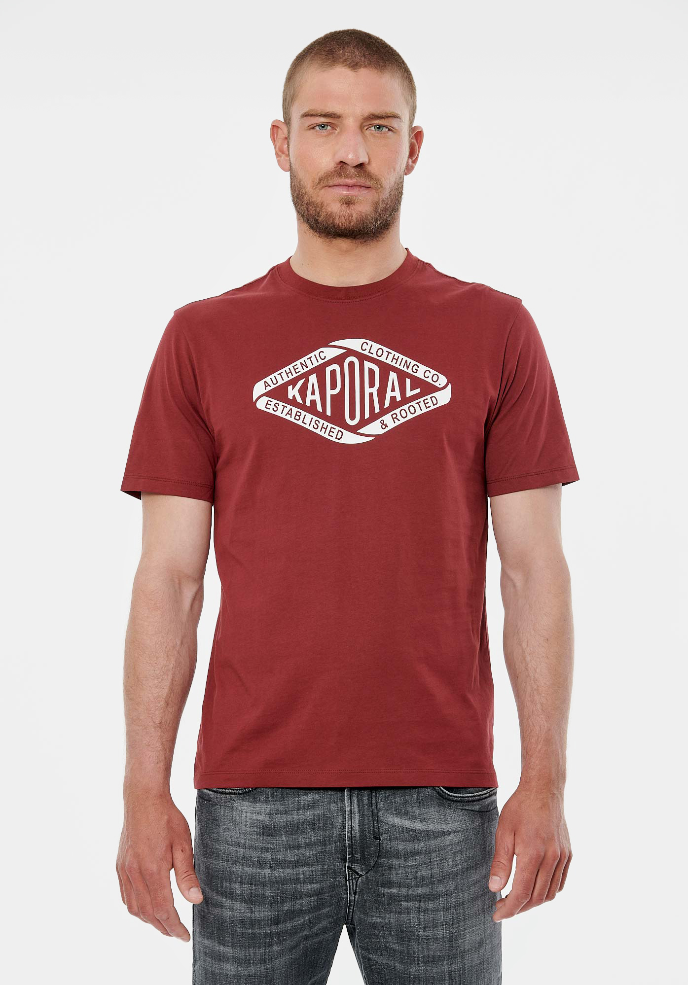 RAZ    T-shirt bordeaux homme 100% coton