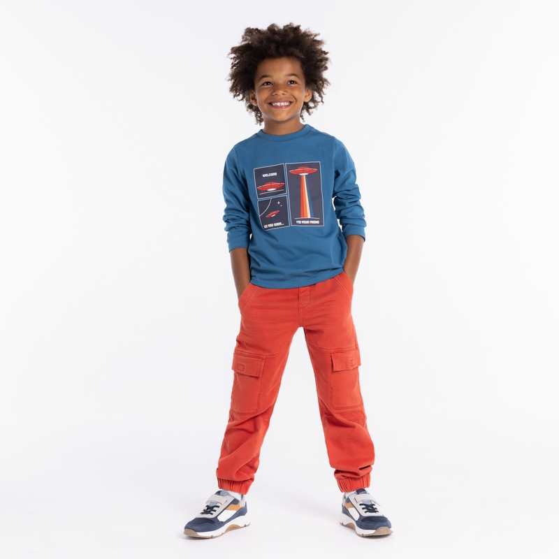 Pantalon cargo en toile orange Garçon