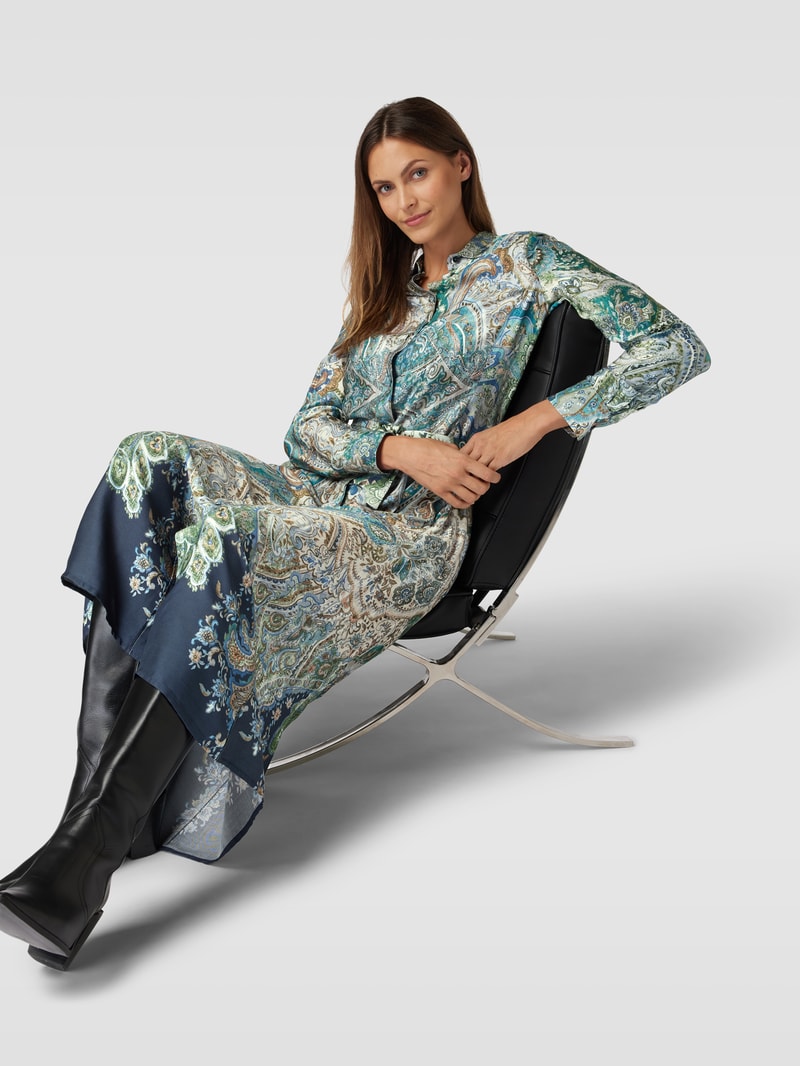 Maxikleid mit Paisley-Muster in petrol