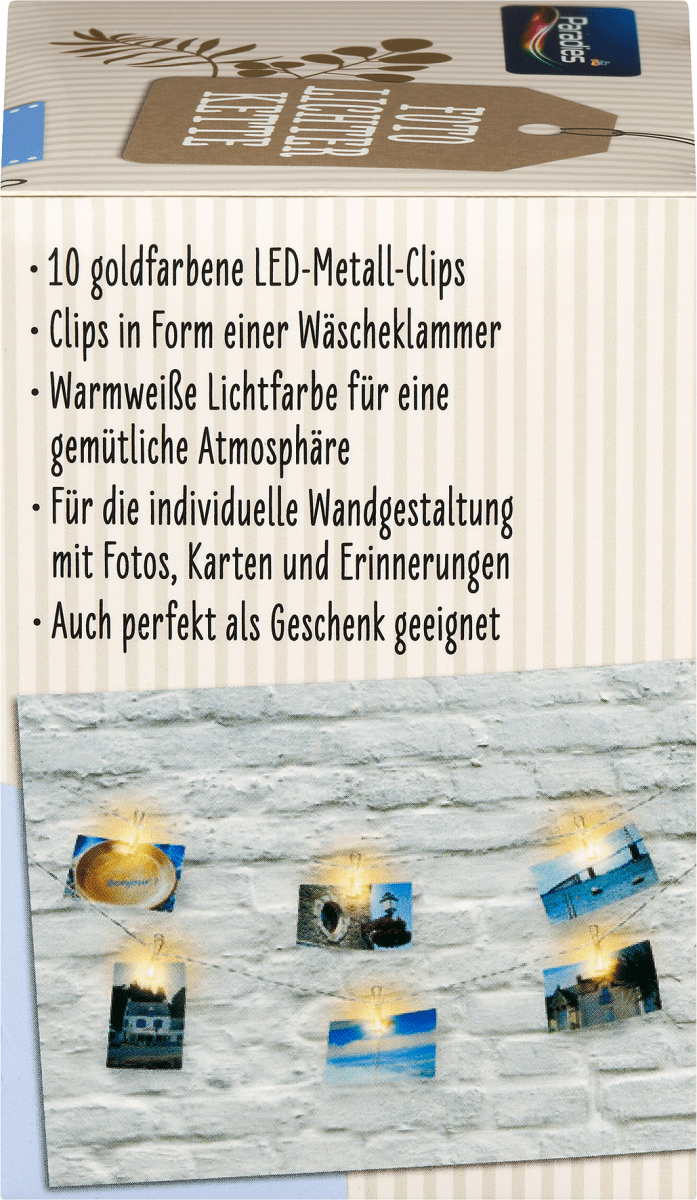 Foto-Lichterkette mit Metall-Clips, 1 St