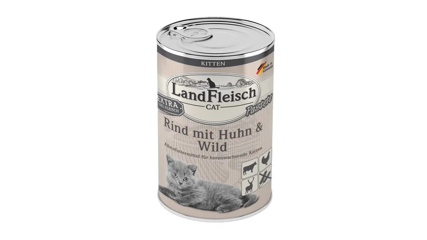 Landfleisch Katzennassfutter Kitten Pastete Rind mit Huhn & Wild 400g 400 g