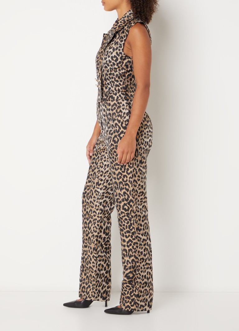 NIKKIE Benicia Jumpsuit mit geradem Schnitt und Leopardenmuster