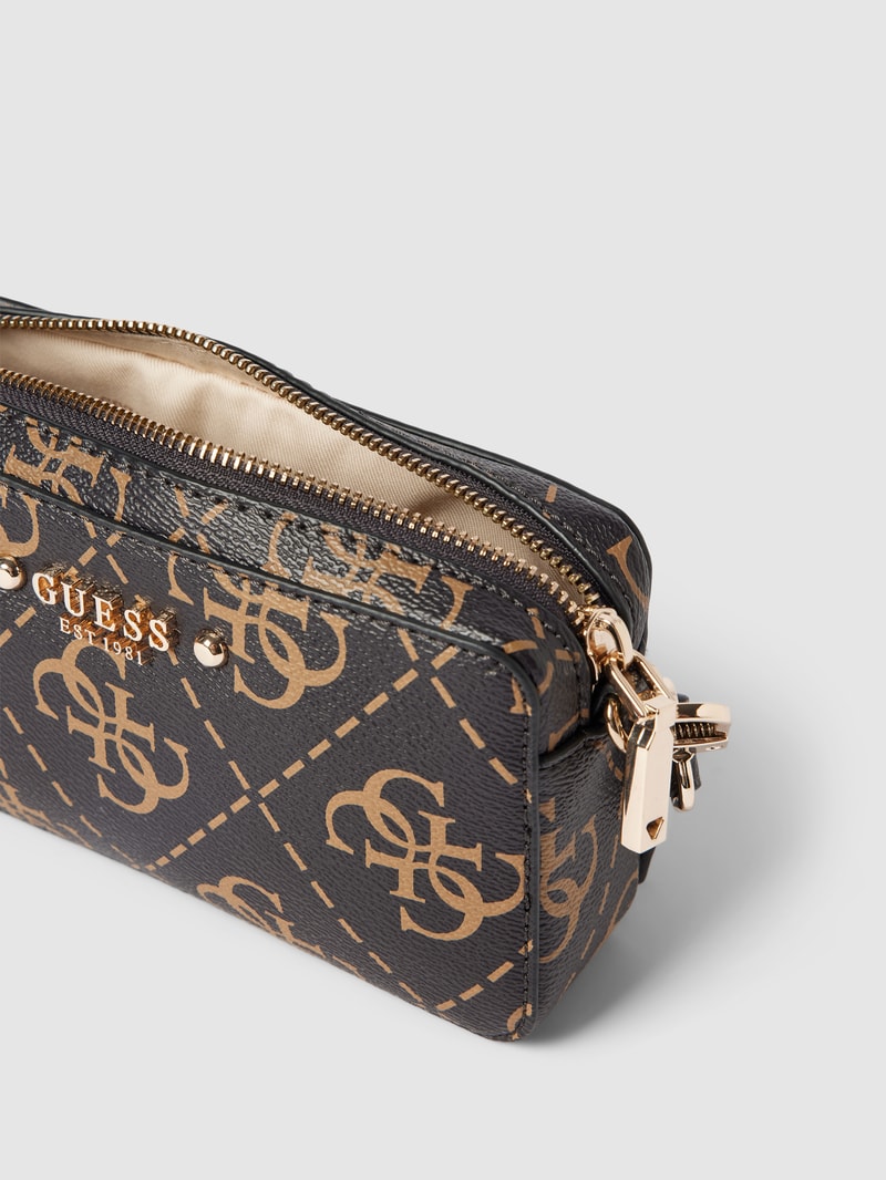 Camera Bag mit Allover-Logo Modell 'REA' in haselnuss braun