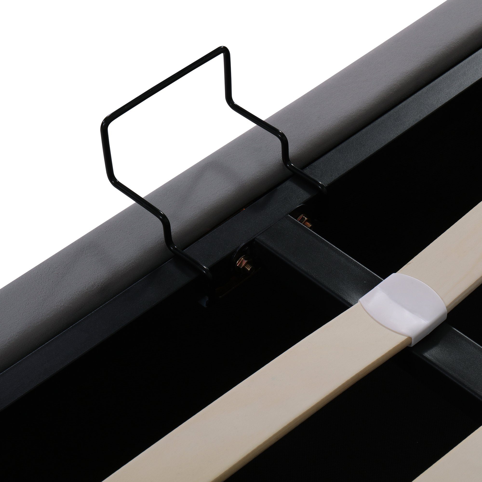 Flieks Polsterbett, Stauraumbett Leselicht & USB-Anschluss 160x200cm Samt ohne Nachttisch