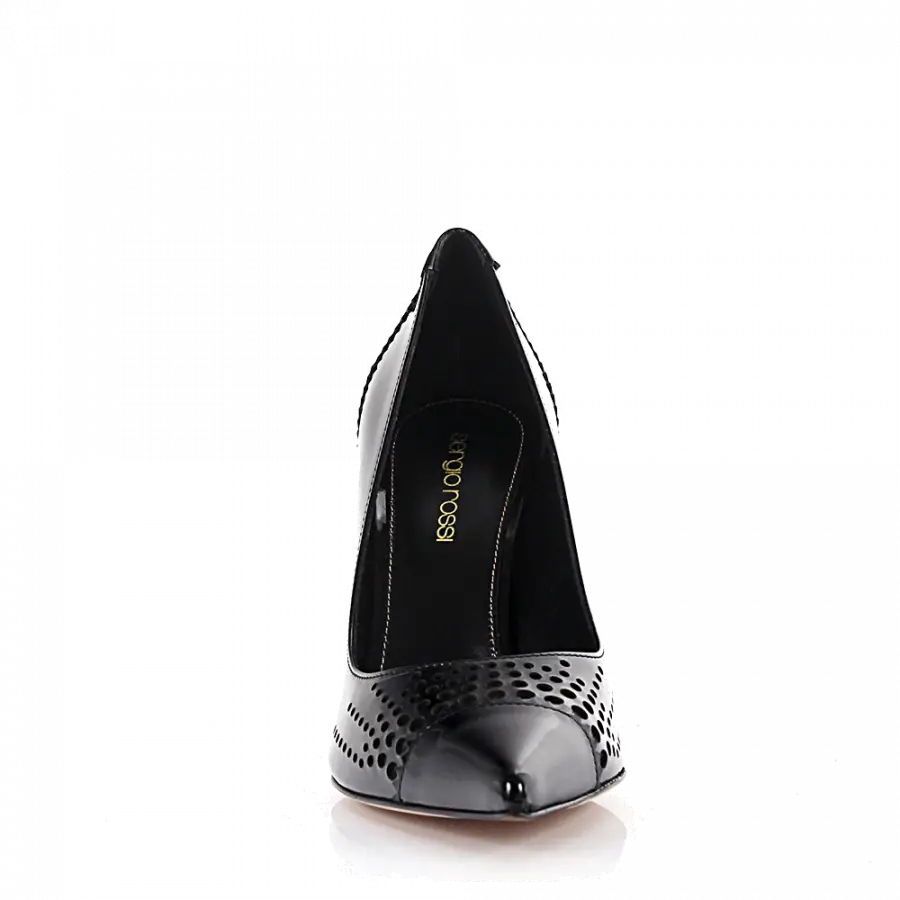 Sergio Rossi - Pumps Godiva Lackleder schwarz perforiert - schwarz