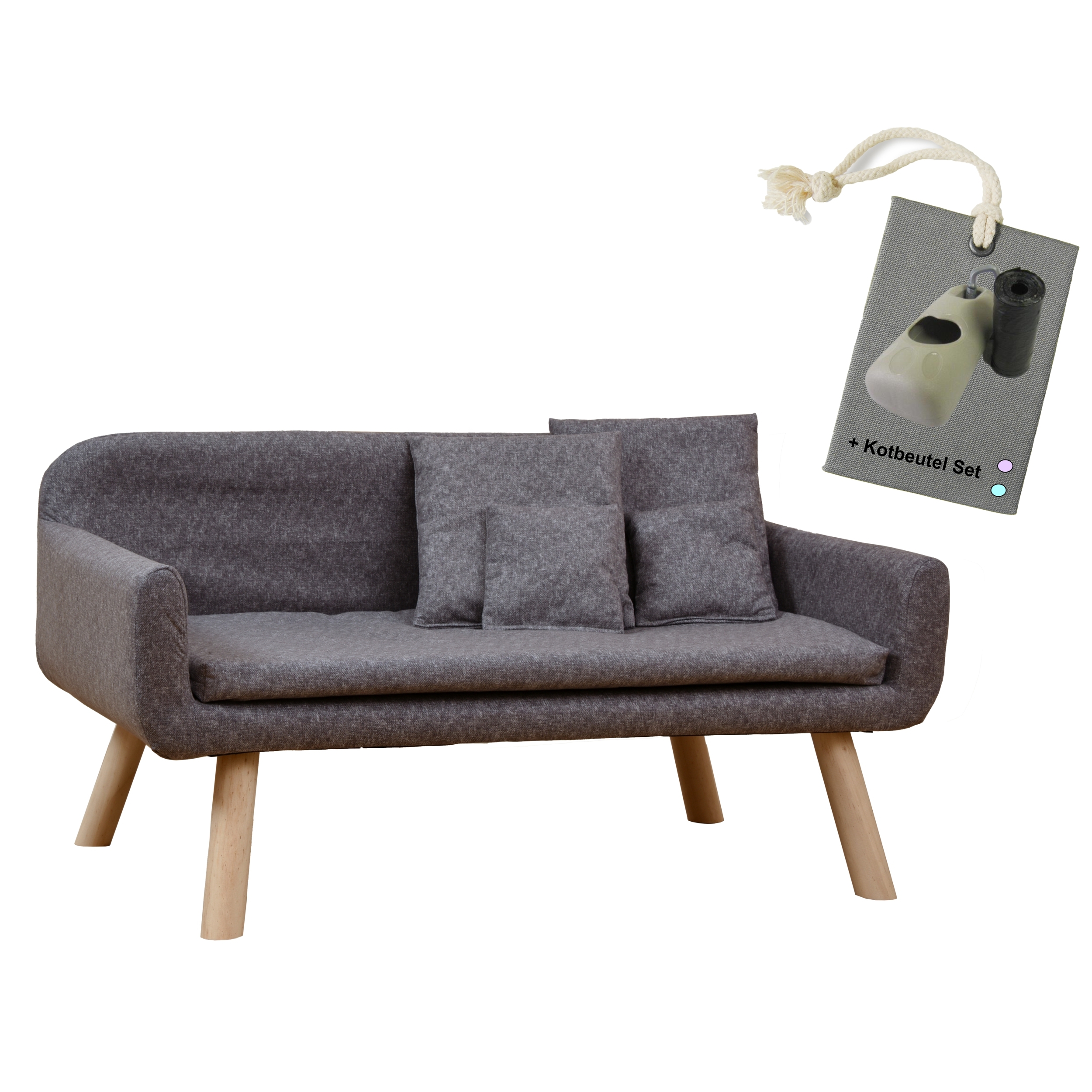 Rohrschneider Hundesofas Rohrschneider Hundesofa Chicago mit Gratis-Beigabe grau/ grau