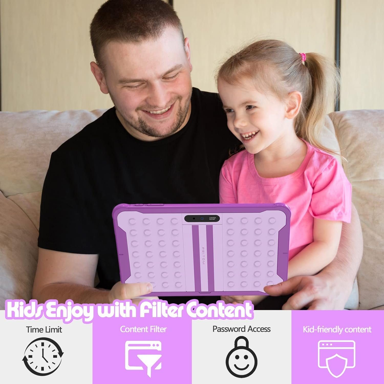 PRITOM 3G Telefon Tablet, Kindersicherung, WiFi, 6000mAh, Quad Core Prozessor Tablet (10
