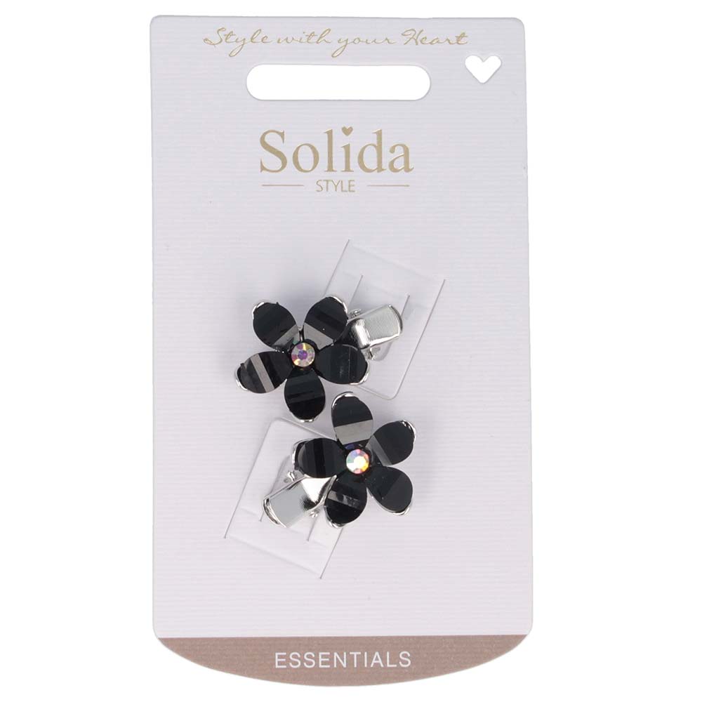 Solida Schnabelclip Blume Schwarz 2 Stück