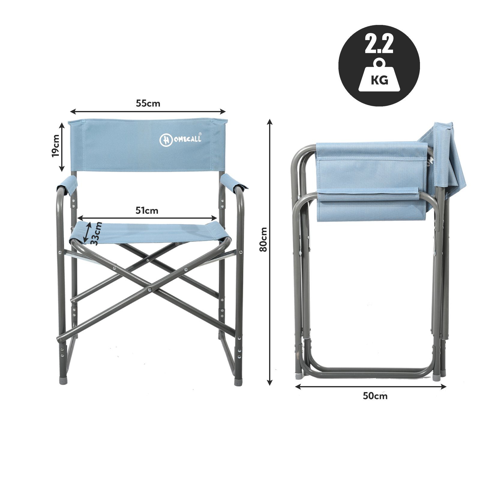 HOMECALL Regiestuhl Faltbar Campingstuhl Gartenstuhl Klappbare, ultraleicht, Aluminium, Klappstühle