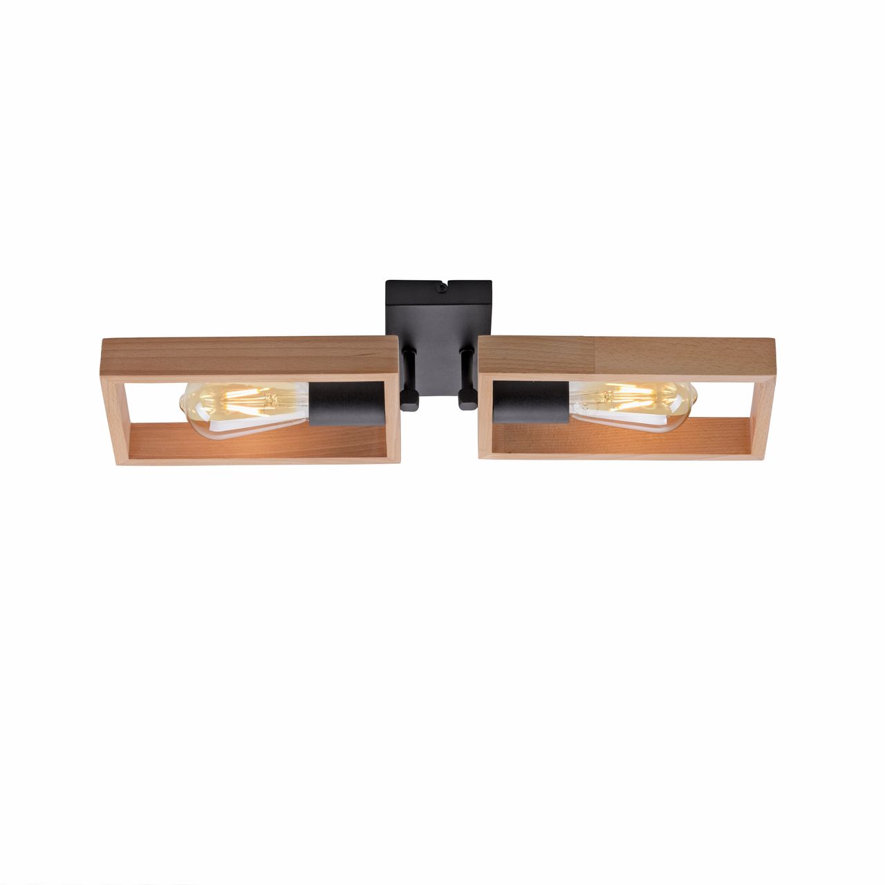 JUST LIGHT LeuchtenDirekt Deckenleuchte FRAME, 2xE27/max. 60W, Innenleuchte, IP20, Metall und Holz