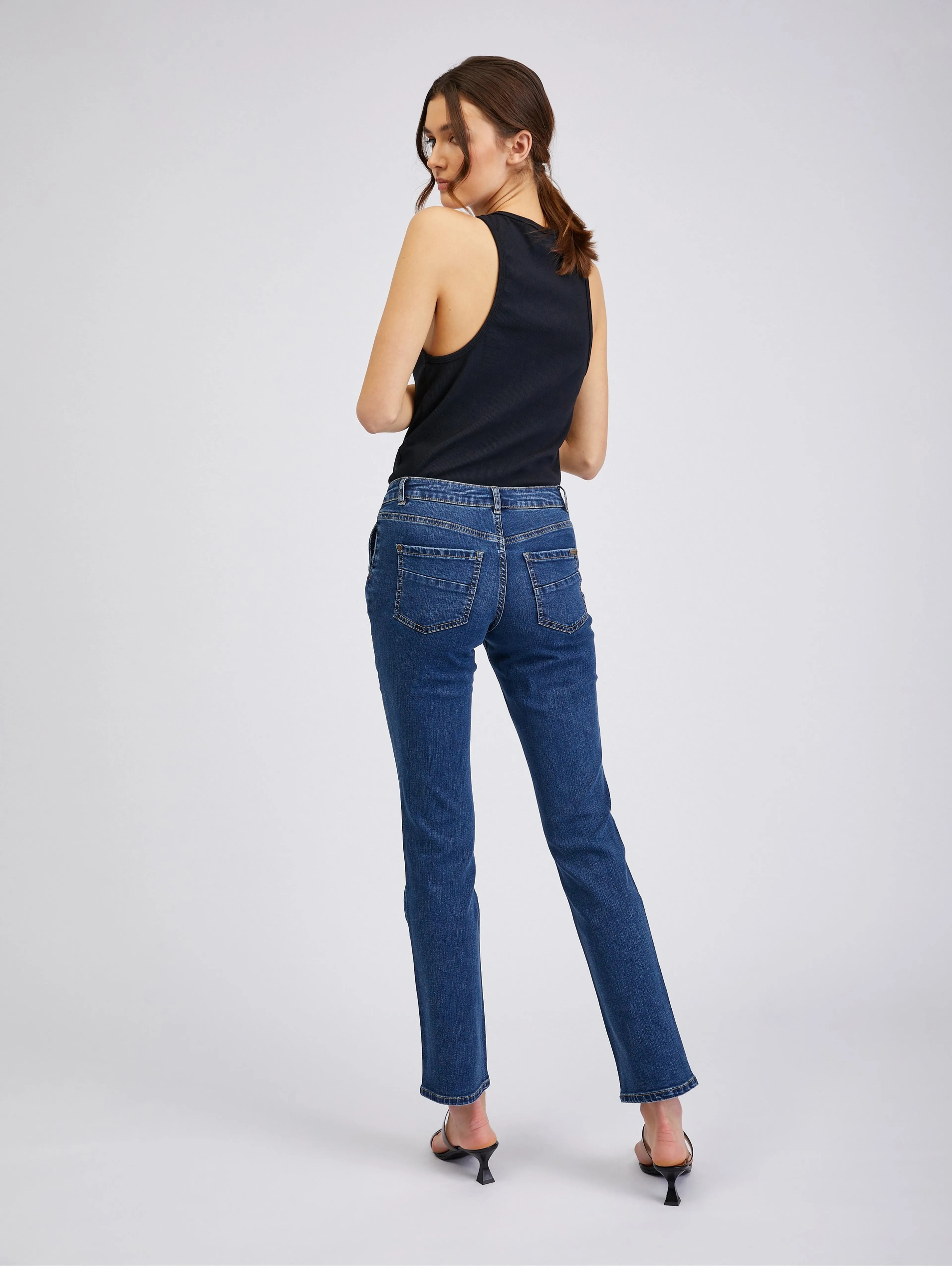 Dunkelblaue Damenjeans in gerader Passform ORSAY