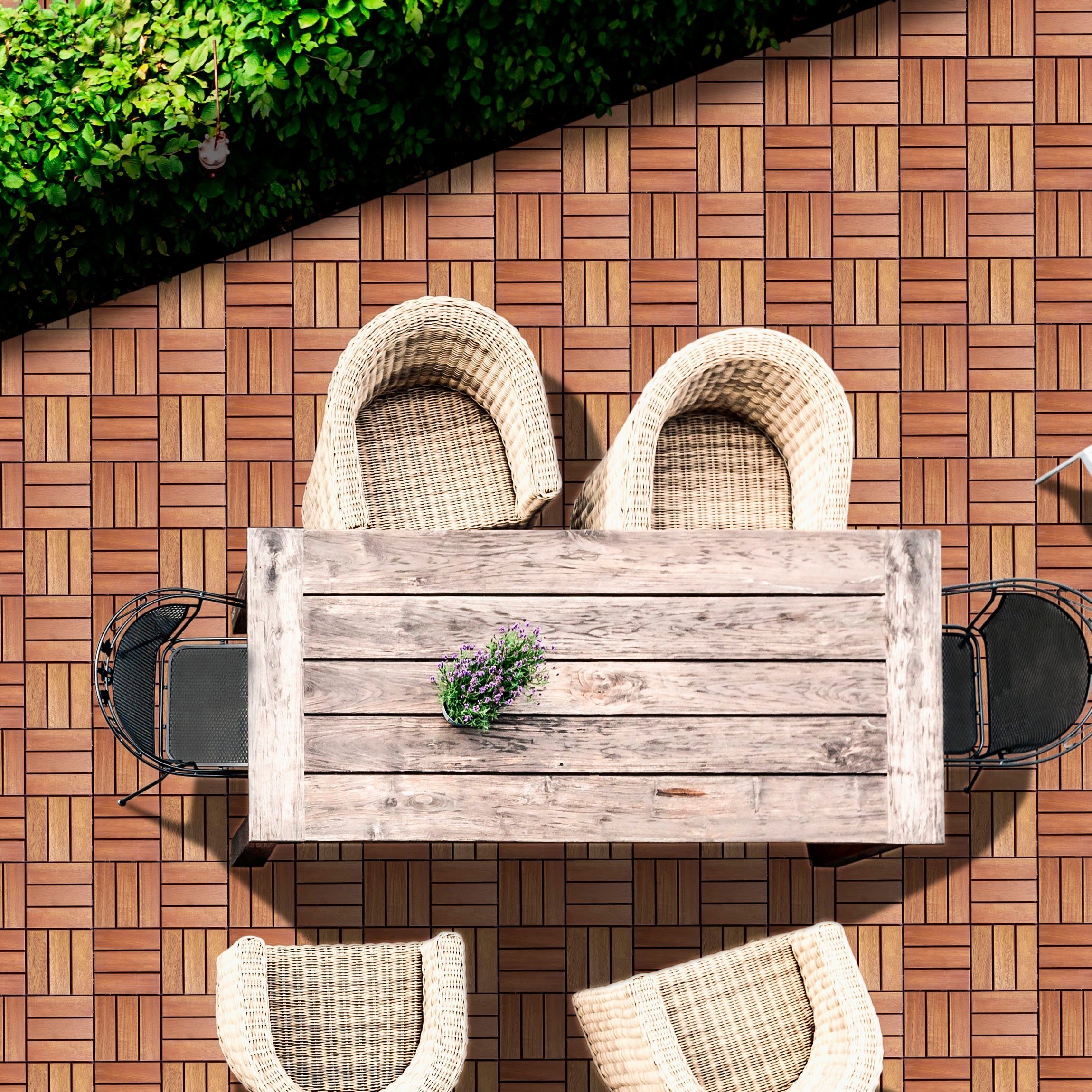Gartenfreude Holzfliesen, Set, 10 St., 0,9 m², Akazienholz, wetterfest, mit Klickfunktion