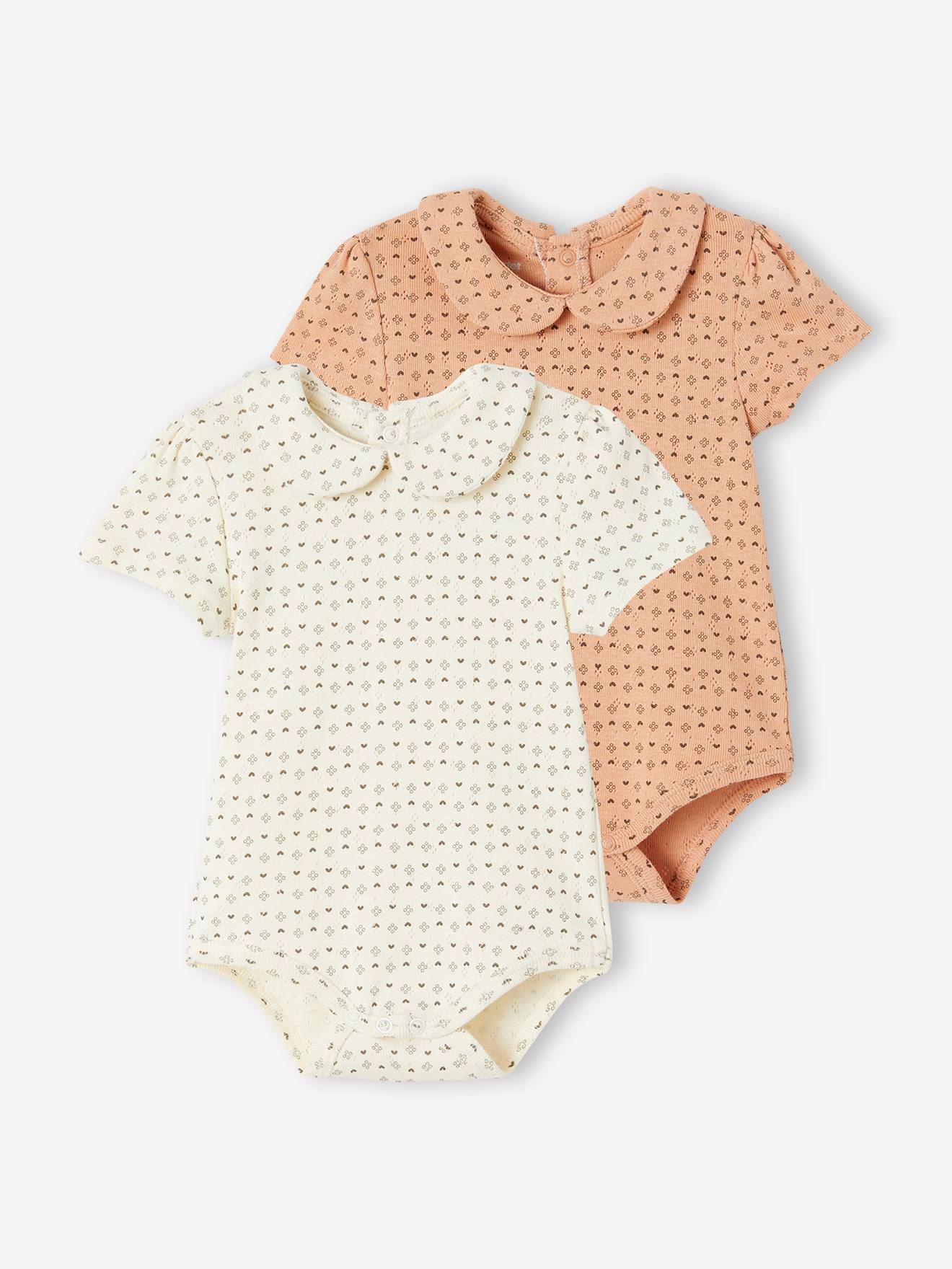 Vertbaudet 2er-Pack Baby Bodys Bio-Baumwolle Oeko-Tex - altrosa