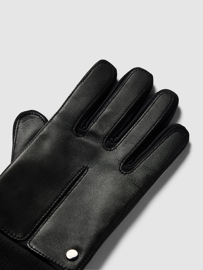 Handschuhe mit gerippten Abschlüssen Modell 'Kopenhagen' in schwarz