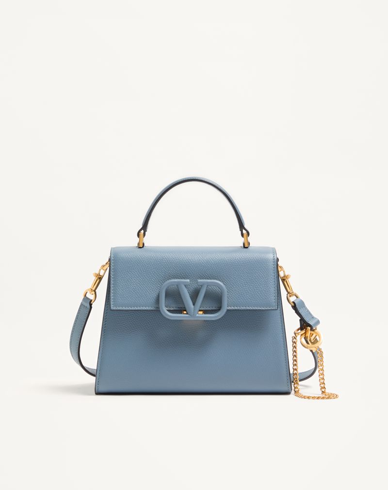 Bolsa Valentino Garavani Vsling pequena em couro de bezerro granulado.