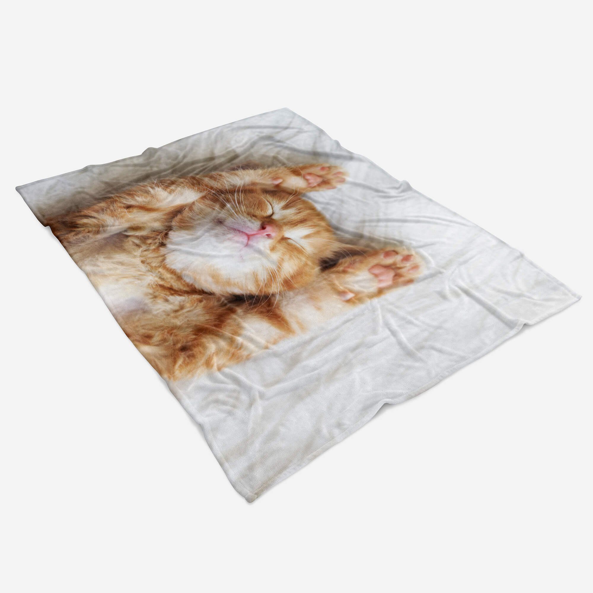 Sinus Art Handtücher Handtuch Strandhandtuch Saunatuch Kuscheldecke mit Tiermotiv kleine süße Katze, Baumwolle-Polyester-Mix (1-St), Handtuch