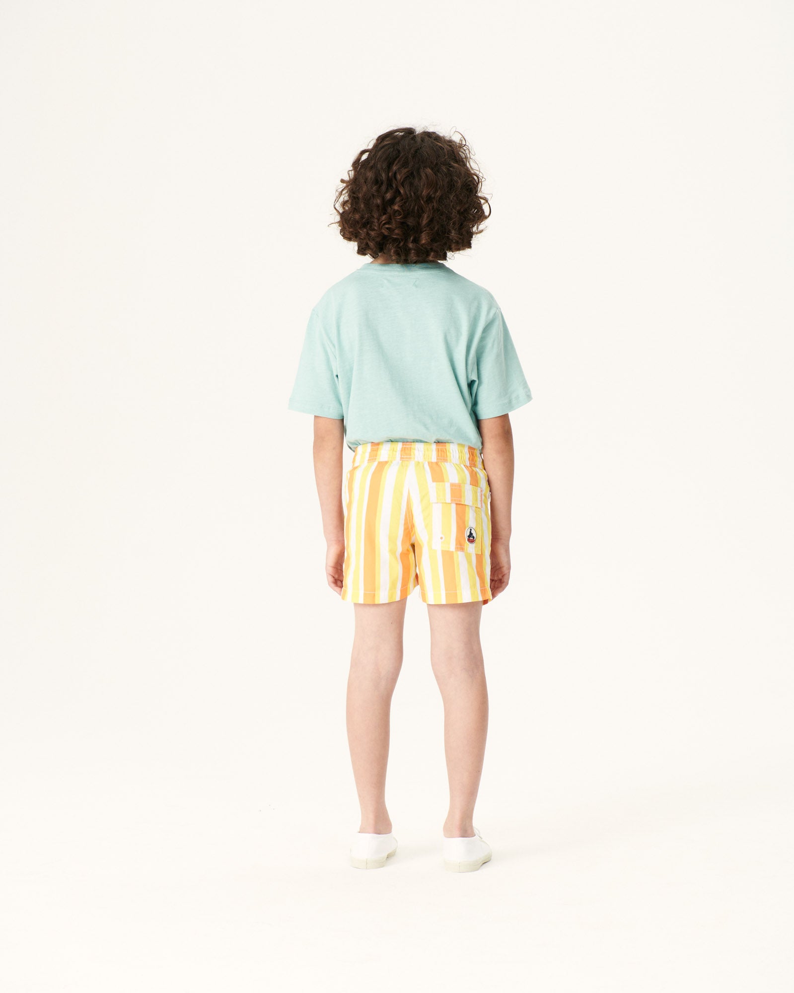 Short de bain Rayure abricot/Citron enfant Cassis
