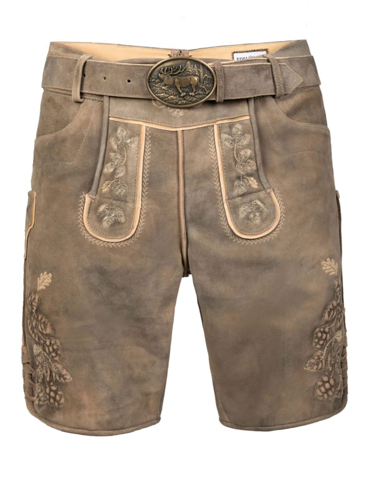 Edelnice Kurze Wildbock Lederhose Kare in grau günstig kaufen