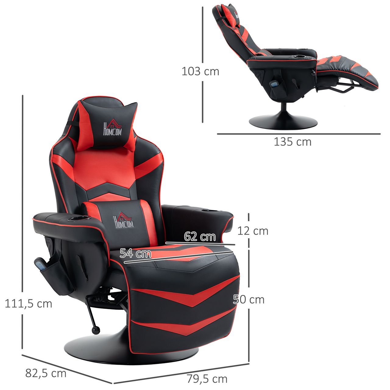 HOMCOM Relaxsessel mit Massagefunktion Ergonomischer TV-Sessel mit Becherhalter