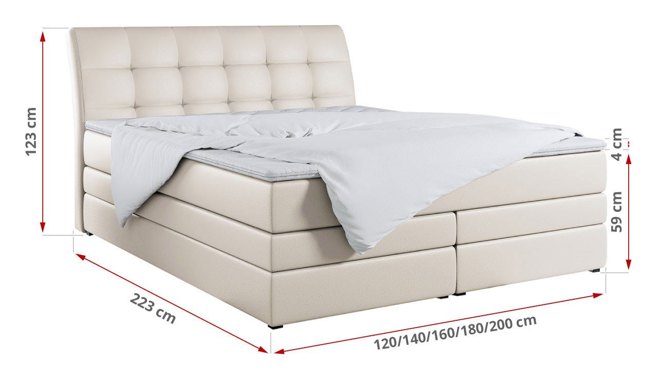 MKS MÖBEL Boxspringbett GOLD 10 KING, Polsterbett mit Bettkasten und Zwei Matratzen - Stauraumbett